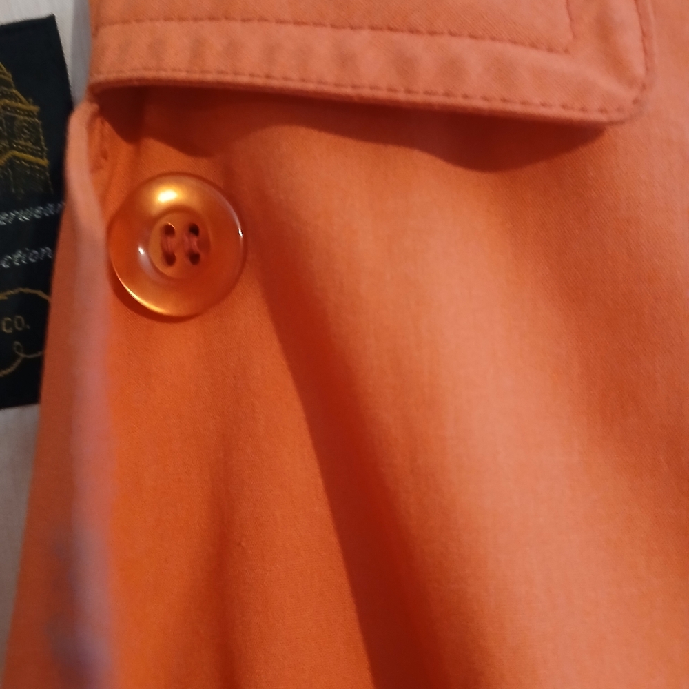 London Fog Orange Double-Breasted Trench Coat - Picture 4 of 6